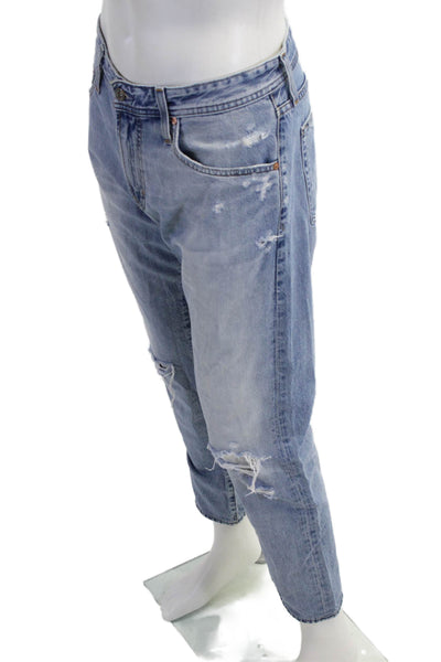 AG Mens Cropped Straight Jeans Light Blue 100% Cotton Button Fly 90s Size 34