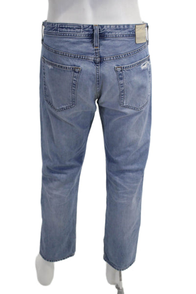 AG Mens Cropped Straight Jeans Light Blue 100% Cotton Button Fly 90s Size 34