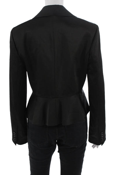 BCBG Max Azria Womens Long Sleeve Open Front Peplum Blazer Black Size M