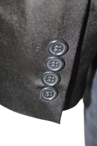 BCBG Max Azria Womens Long Sleeve Open Front Peplum Blazer Black Size M