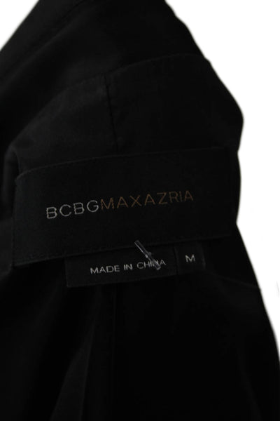 BCBG Max Azria Womens Long Sleeve Open Front Peplum Blazer Black Size M