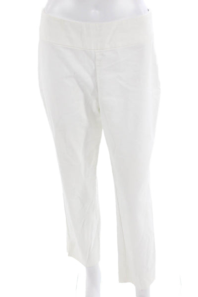 Nic + Zoe Womens Ankle Dress Pants White Zip Rayon Cotton Size 8
