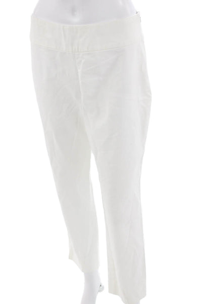 Nic + Zoe Womens Ankle Dress Pants White Zip Rayon Cotton Size 8