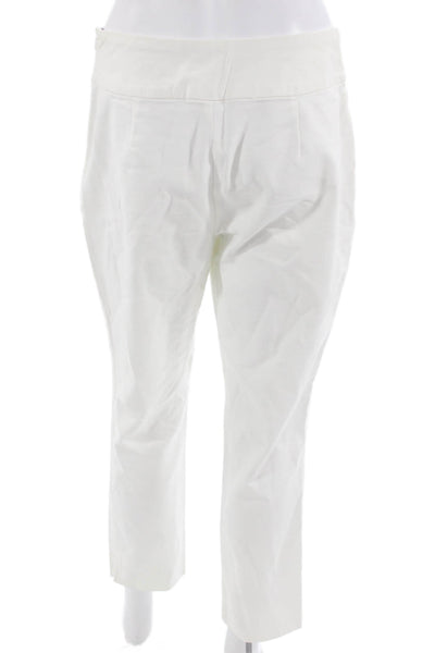 Nic + Zoe Womens Ankle Dress Pants White Zip Rayon Cotton Size 8