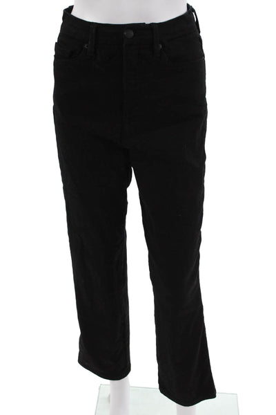 Good American Women High Rise Cropped Black Jeans Button Size 6