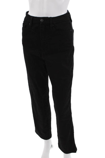 Good American Women High Rise Cropped Black Jeans Button Size 6