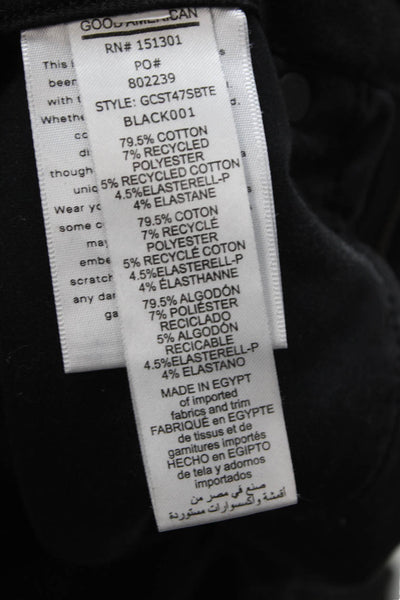 Good American Women High Rise Cropped Black Jeans Button Size 6