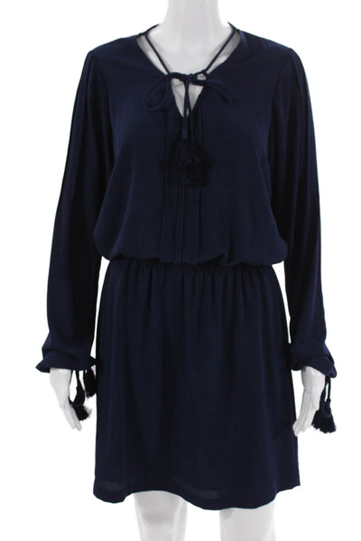Michael Michael Kors Women Blouson Mini Dress Dark Blue Long Sleeve Size S