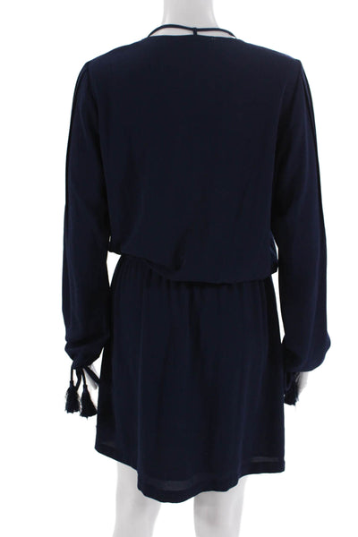 Michael Michael Kors Women Blouson Mini Dress Dark Blue Long Sleeve Size S
