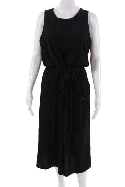 Vince Camuto Women Black Sleeveless Jumpsuit Drawstring Polyester Size 8