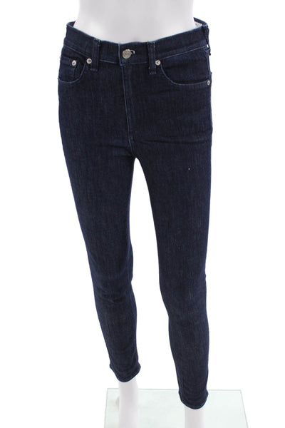 Rag & Bone Jean Women Ankle Skinny Jeans Dark Blue Mid-Rise Button Front Size 26