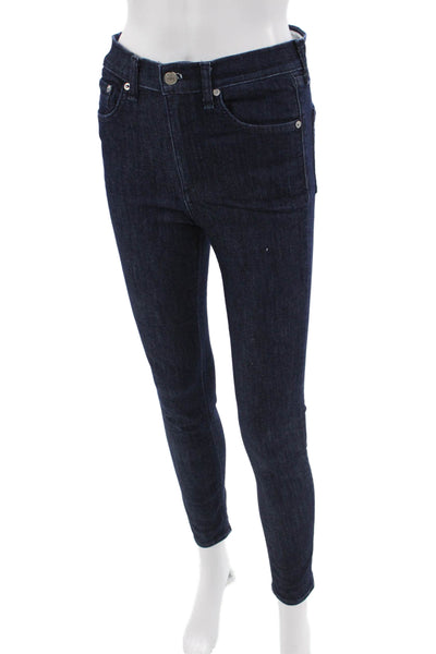 Rag & Bone Jean Women Ankle Skinny Jeans Dark Blue Mid-Rise Button Front Size 26
