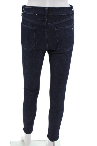 Rag & Bone Jean Women Ankle Skinny Jeans Dark Blue Mid-Rise Button Front Size 26