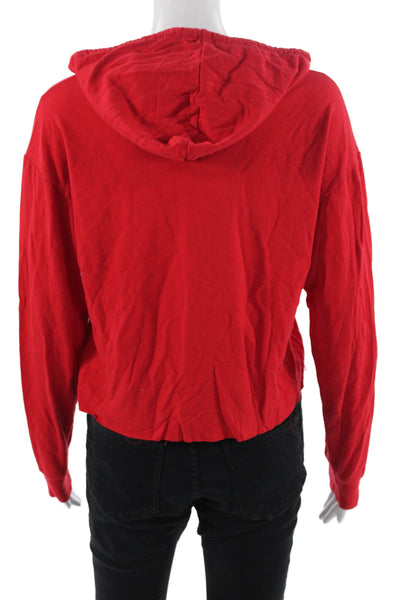 Soul Cycle Women Pullover Hoodie Red Graphic Drawstring Long Sleeve Size S