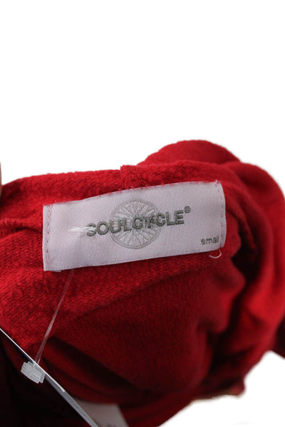 Soul Cycle Women Pullover Hoodie Red Graphic Drawstring Long Sleeve Size S