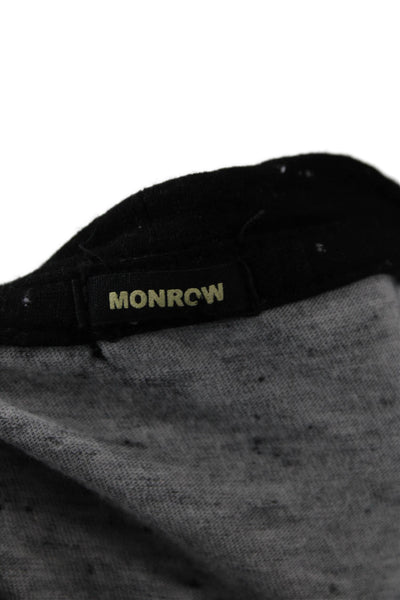 Monrow Women Jersey T-Shirt Long Sleeve Crew Neck Black Size XS