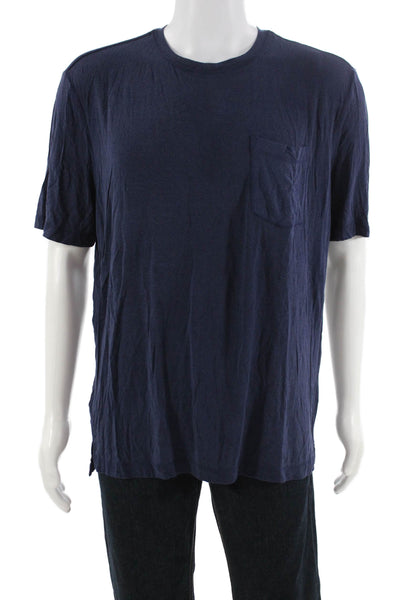ATM Mens Dark Blue T-Shirt Viscose Spandex Crew Neck Short Sleeve Size M