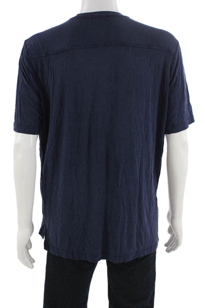 ATM Mens Dark Blue T-Shirt Viscose Spandex Crew Neck Short Sleeve Size M