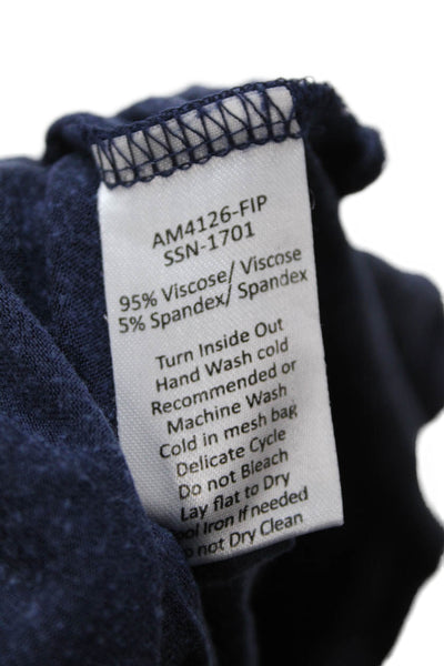 ATM Mens Dark Blue T-Shirt Viscose Spandex Crew Neck Short Sleeve Size M