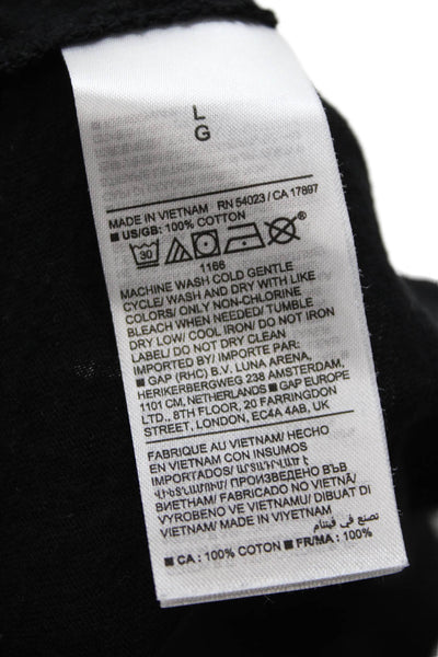 BR Mens Organic Cotton Long Sleeve Button-Up Henley Shirt Black Size L