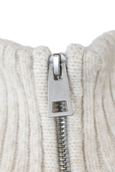 Zara Mens Pullover High Neck Zip Long Sleeve Beige Sweater Size M