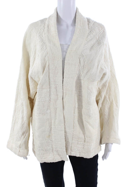 MNG Women Boho Beige Cotton Polyamide Long Sleeve Jacket Size XS