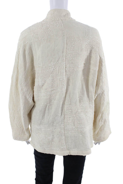 MNG Women Boho Beige Cotton Polyamide Long Sleeve Jacket Size XS