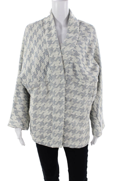 MNG Women Beige Herringbone Coatigan Long Sleeve Size XS