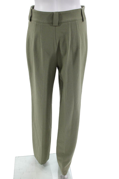 Zara Women Dress Pants Army Green Button Solid Polyester Size 6