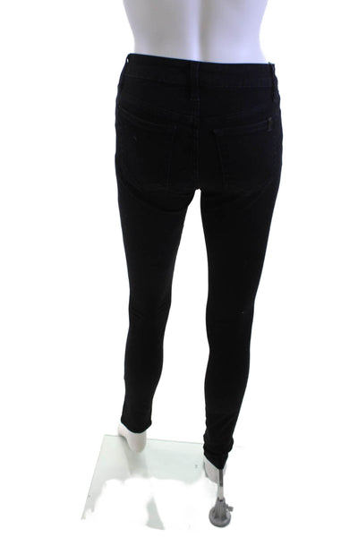 Joes Womens Skinny Jeggings Black Mid Rise Button Fly Size 25