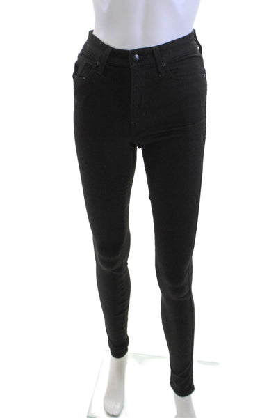 Joes Womens Skinny Jeggings Black High Rise Button Closure Size 25