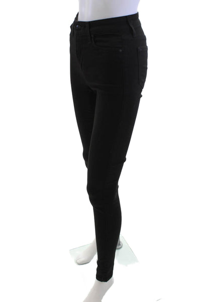 Joes Womens Skinny Jeggings Black High Rise Button Closure Size 25