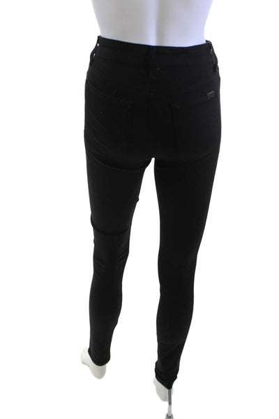 Joes Womens Skinny Jeggings Black High Rise Button Closure Size 25