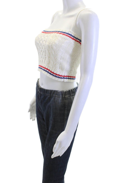 Le Superbe Women Cropped Camisole White Striped Size S