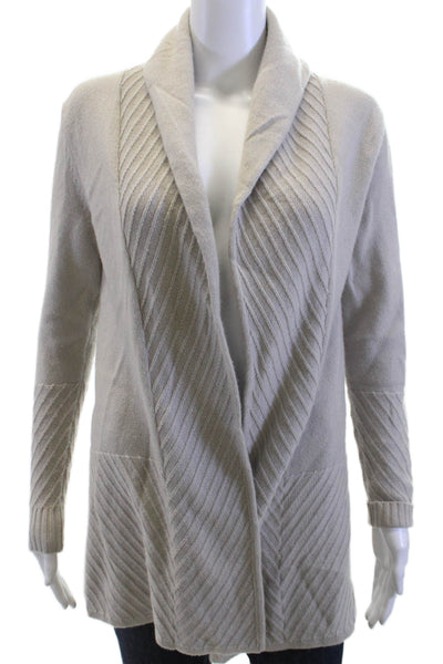 Rani Arabella Womens Herringbone Cashmere Cardigan Beige Size M