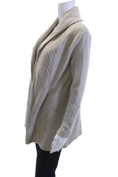 Rani Arabella Womens Herringbone Cashmere Cardigan Beige Size M