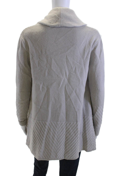 Rani Arabella Womens Herringbone Cashmere Cardigan Beige Size M