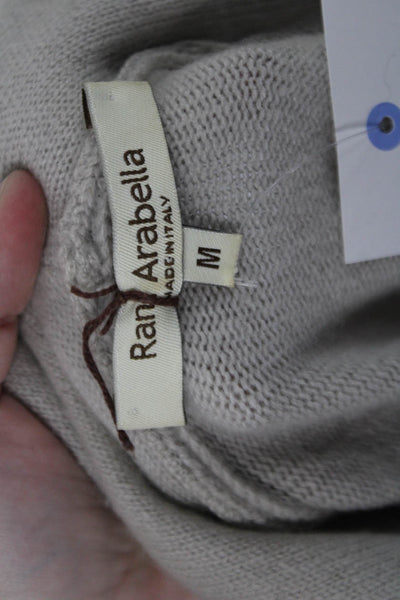 Rani Arabella Womens Herringbone Cashmere Cardigan Beige Size M
