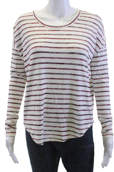 Rag & Bone Women Striped White Jersey Long Sleeve Round Neck Tee Size XS Petite