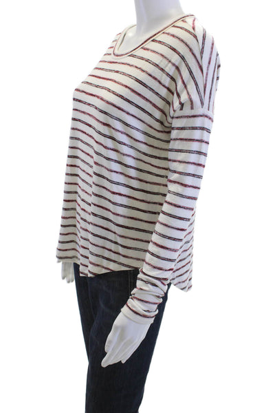Rag & Bone Women Striped White Jersey Long Sleeve Round Neck Tee Size XS Petite