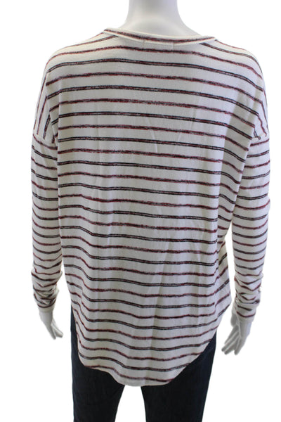 Rag & Bone Women Striped White Jersey Long Sleeve Round Neck Tee Size XS Petite