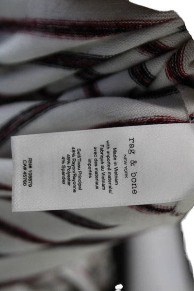 Rag & Bone Women Striped White Jersey Long Sleeve Round Neck Tee Size XS Petite