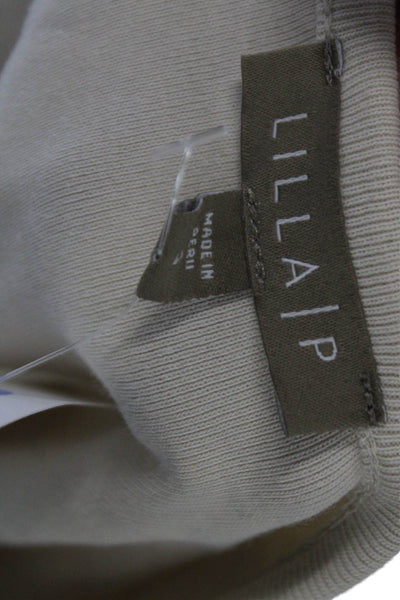 Lilla P Women Beige Basic T-Shirt 3/4 Sleeve Round Neck Cotton Size S