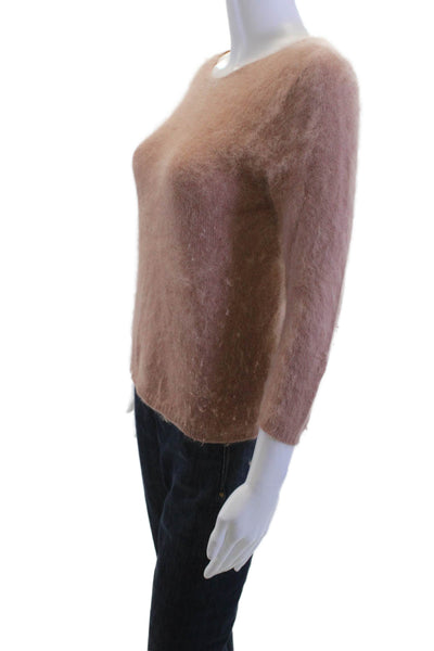 Roberto Collina Womens Pullover Brown Angora Blend Round Neck 3/4 Sleeve Size S