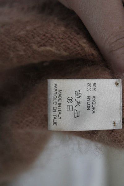 Roberto Collina Womens Pullover Brown Angora Blend Round Neck 3/4 Sleeve Size S