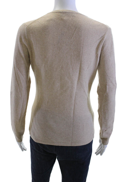 Saks Fifth Avenue Women Beige Cashmere VNeck Pullover Sweater LongSleeve Size S