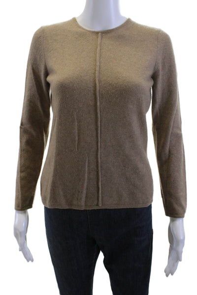 Rani Arabella Womens Beige Cashmere Sweater Crewneck Long Sleeve Size S