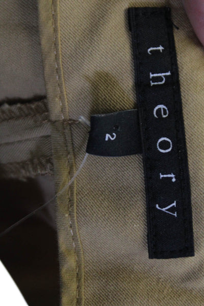 Theory Womens Ankle Cropped Khaki Pants Beige 95% Cotton Size 2