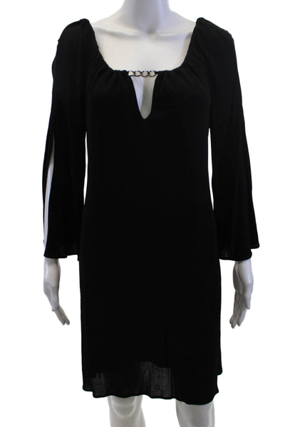 Milly Women Shift Dress Black Long Sleeve Viscose Size M