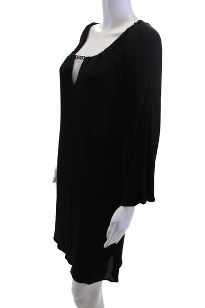 Milly Women Shift Dress Black Long Sleeve Viscose Size M